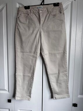Cleo Petite Tapered Beige Ankle Pant Size 10